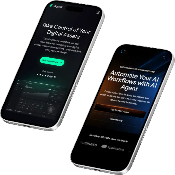 Two phones with a modern design of a website