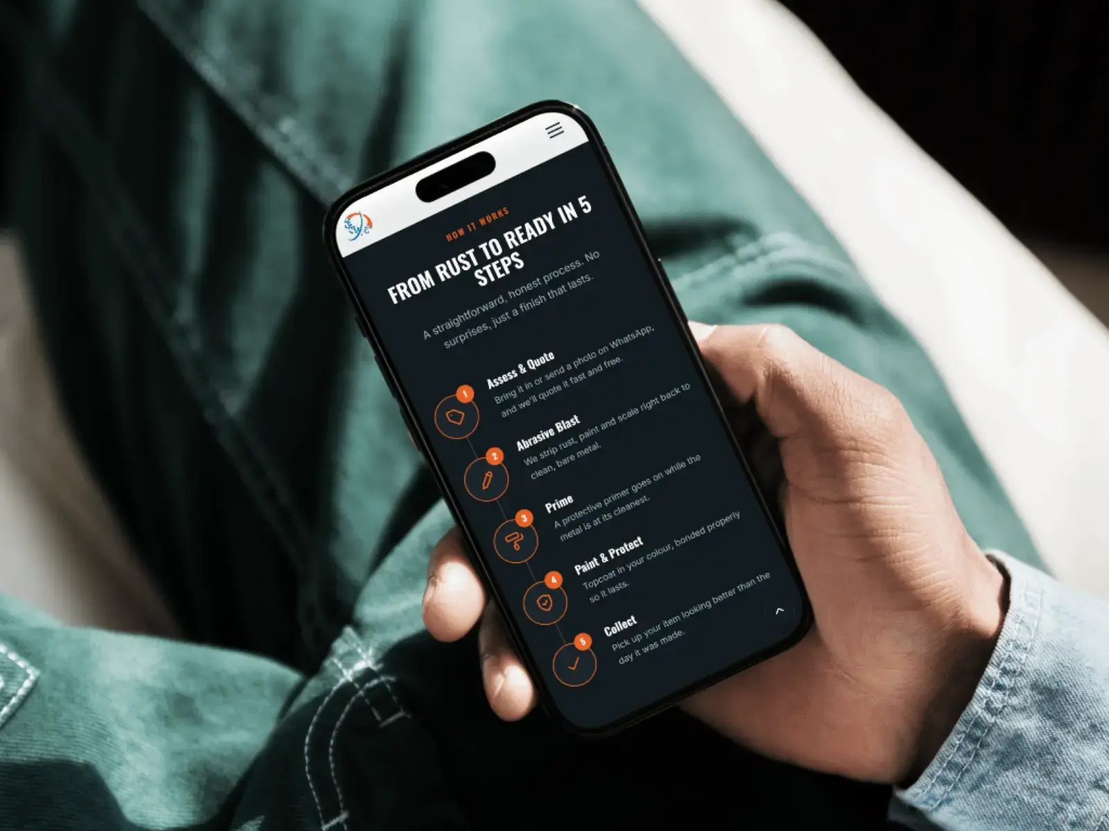The Pro Blasting website shown on a phone