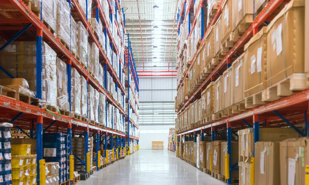 A warehouse packed with boxes.