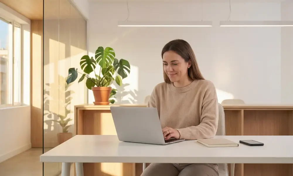 A woman on a laptop placing an order.